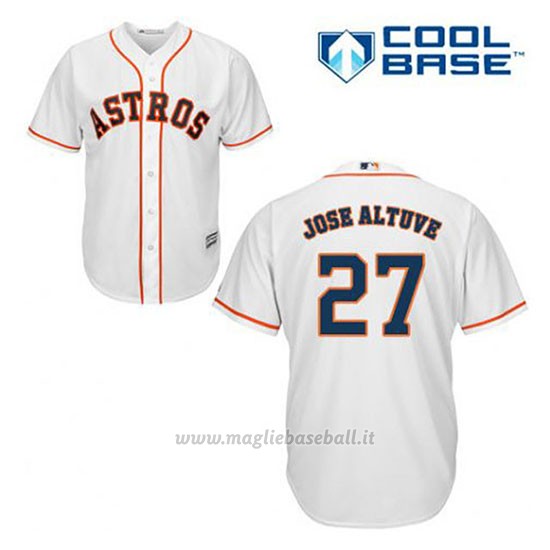 Maglia Baseball Uomo Houston Astros Jose Altuve 27 Bianco 1ªCool Base